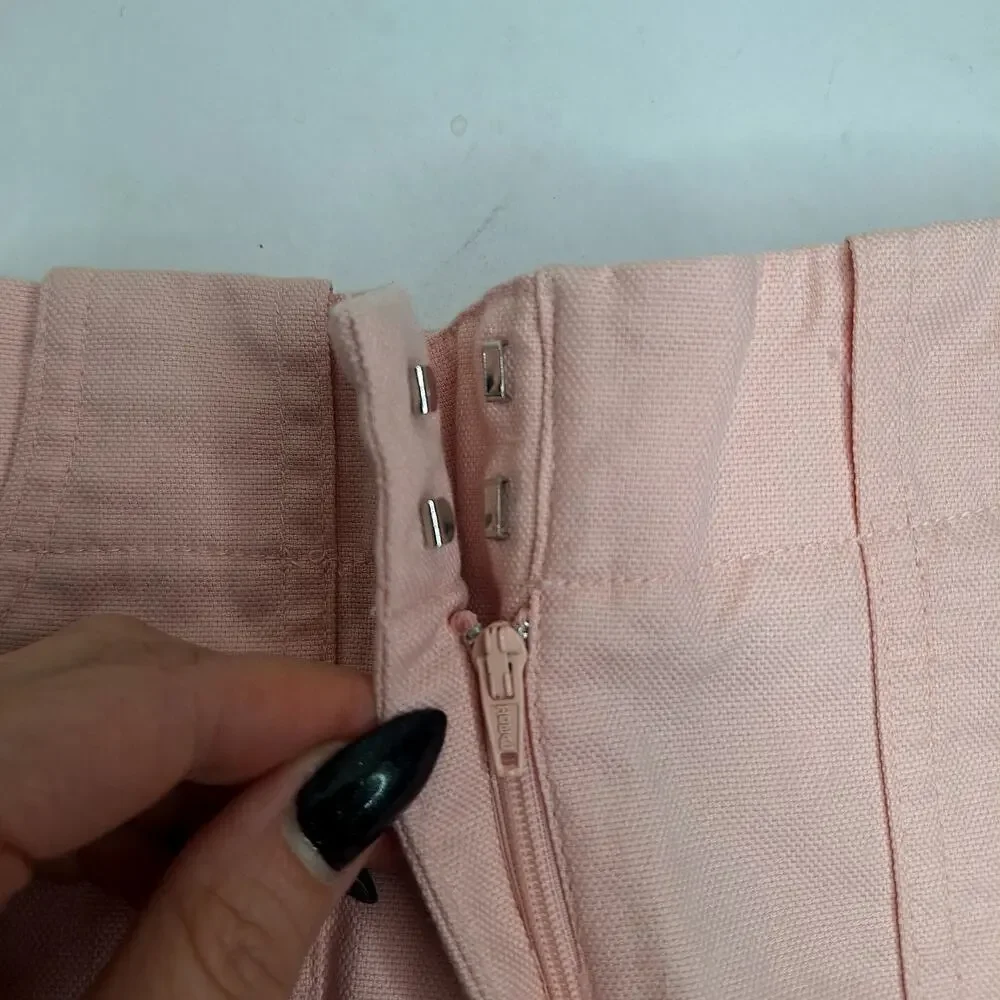 Vintage Y2K Express Mini Skirt Pale Baby Pink 1/2 XS Stretch Low Rise Cargo